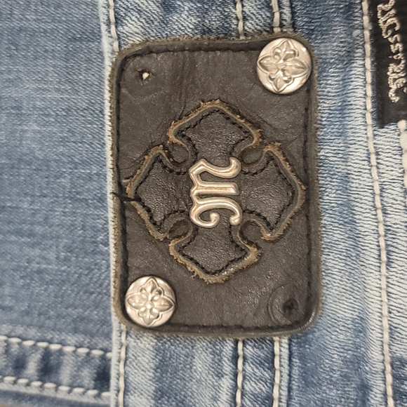 Miss Me Blue Straight Leg Jeans with Silver Embellishments - Picture 14 of 16